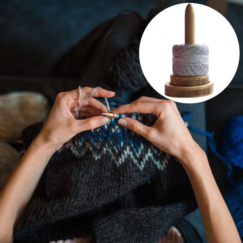 Wooden Yarn Rotation Axis Bamboo Spindle Large Base Plate Yarn Spool Sewing Accessories Knitting Tools