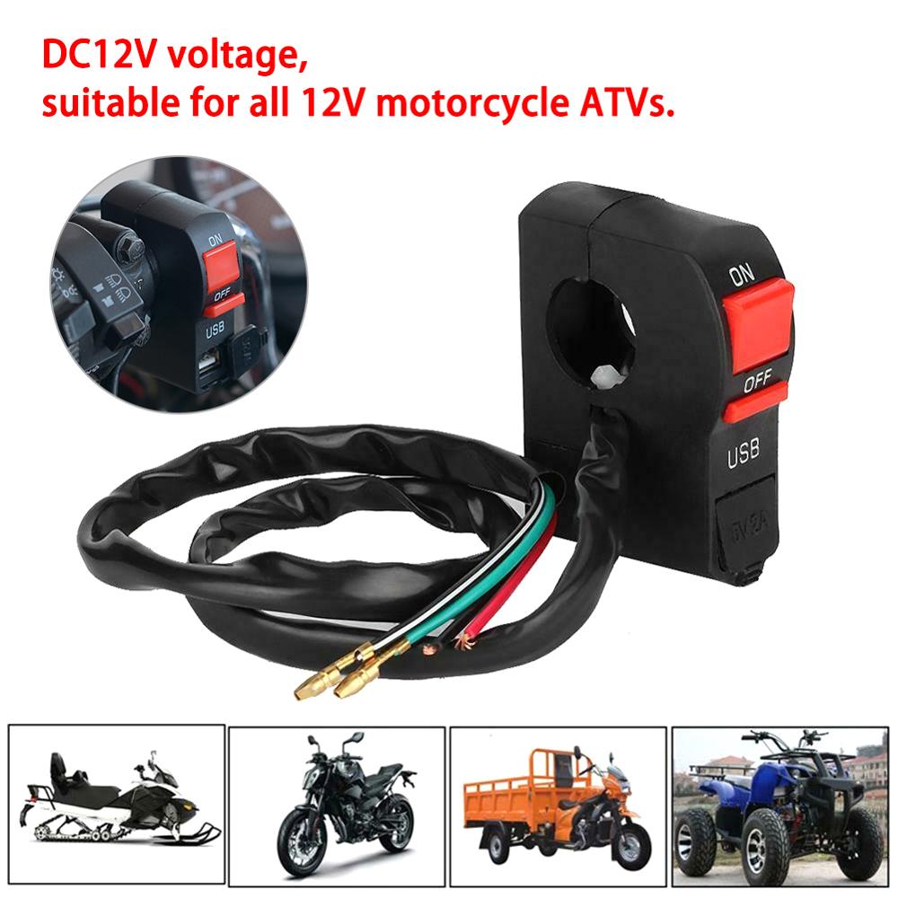 12V Motorrad Lenker Ladegerät Schalter USB Motorrad ABS Telefon Ladegerät Elektrische Starten Schalter Stecker drücken-Geschmack Schalter