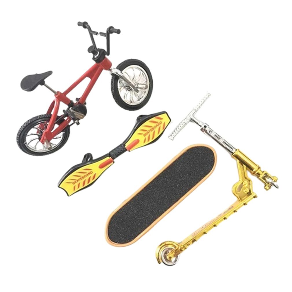 Finger Bicycle Finger Skateboard Toy Set Bicycle+Skateboard+Vitality Board+Scooter: red