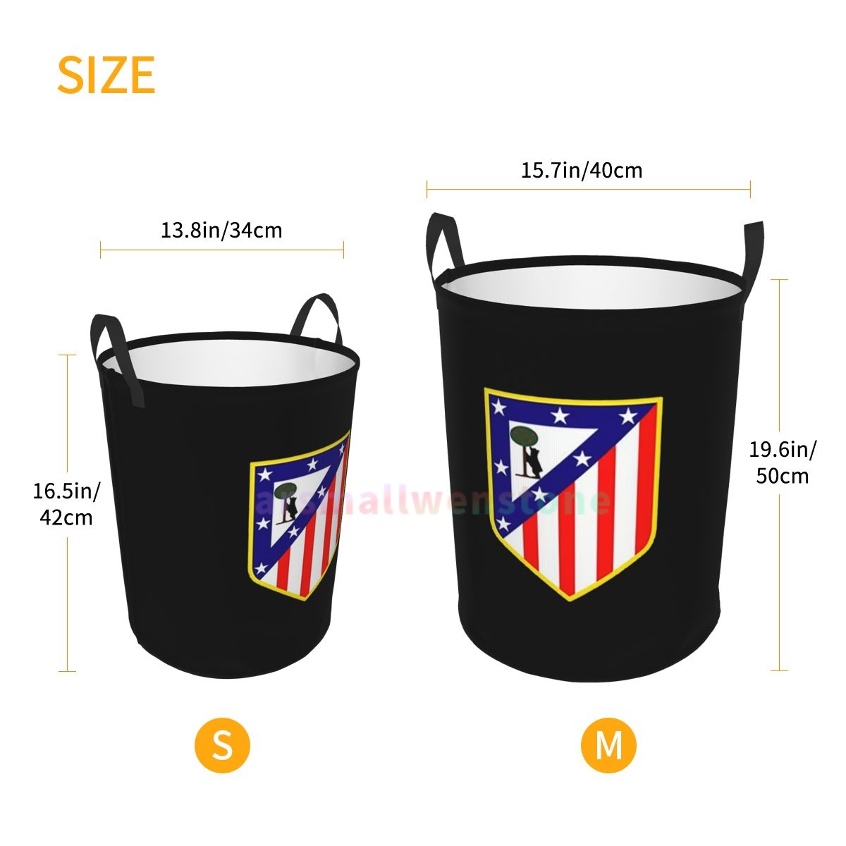 Athletic Club Madrid Round Laundry Hamper Storage Basket Toys Clothes Organizer Bin for Home Bathroom Bedroom Dorm Nursery