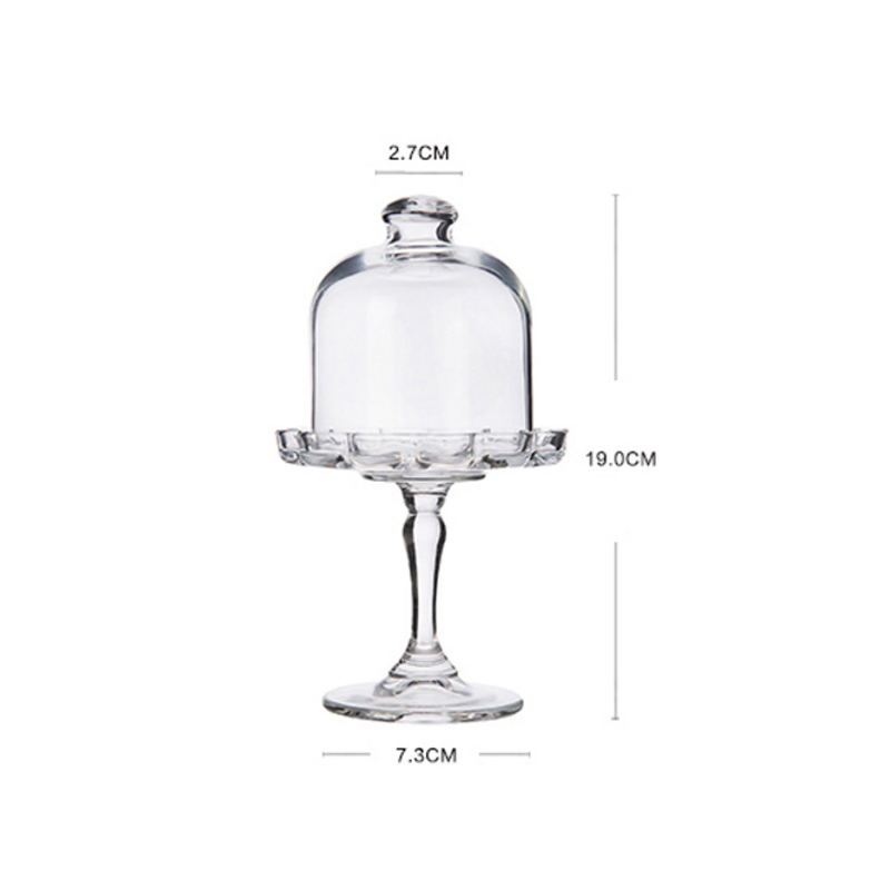 Europeisk glass kakefat med lokk anti-støv husholdning bakverk tallerken western dessert tallerken hjem bryllup dekorasjon: B