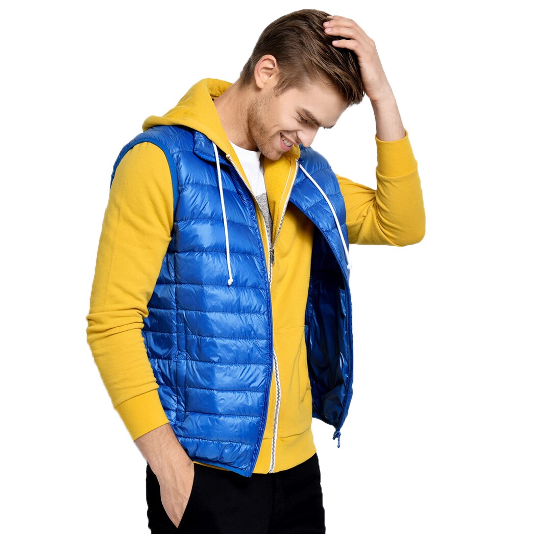 nouveaux hommes sans manches veste hiver ultra-léger blanc canard vers le bas gilet mâle mince gilet hommes vêtements coupe-vent gilet
