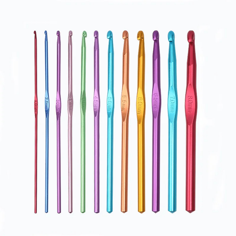 Agujas de tejer de aluminio, juego de ganchillo de Metal para el hogar, manualidades, punto de hilo, suéter, tejido, herramientas de aguja de coser de 2-8mm, 8 Uds./10 Uds.
