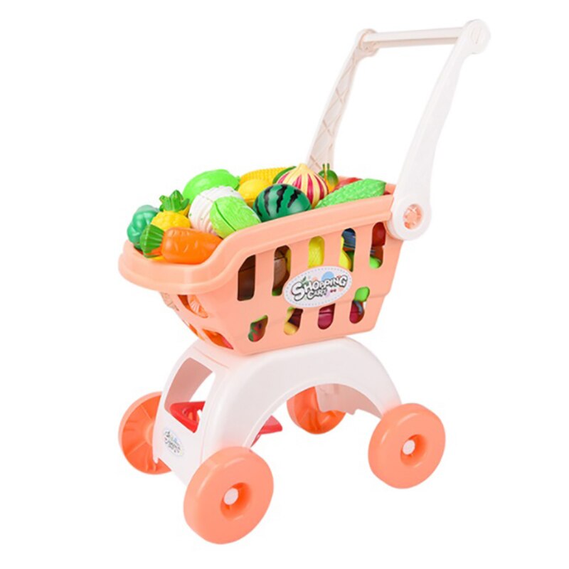 Grote Gesimuleerde Winkelwagentje Speelgoed Kinderen Speelhuis Speelgoed Grote Capaciteit Supermarkt Trolley Speelgoed Met Gesimuleerde Fruit