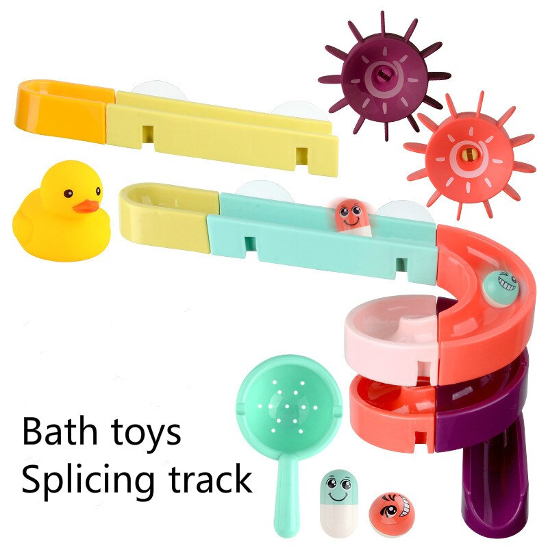 Summer DIY Baby Bath Toys Wall Suction Cup Marble Race Run Track Bathroom Bathtub Kids Play Water Games Toy Set for Children