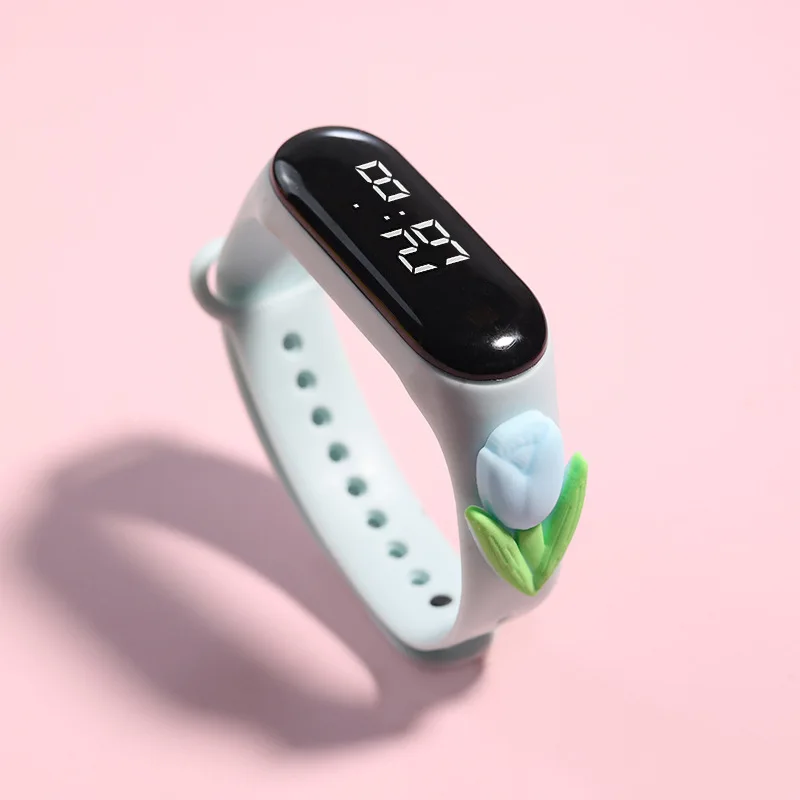 Reloj Digital de para niños, relojes deportivos de silicona, relojes electrónicos para niñas, reloj de pulsera Led de dibujos animados para niños: Marfíl