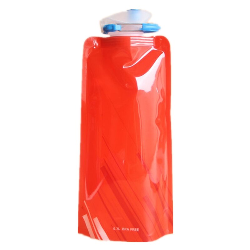 Foldable Drinking Water Bottle Bag Pouch Outdoor Hiking Camping PE Water Bag Soft Flask Squeeze for Running Cycling Water Bags: Red