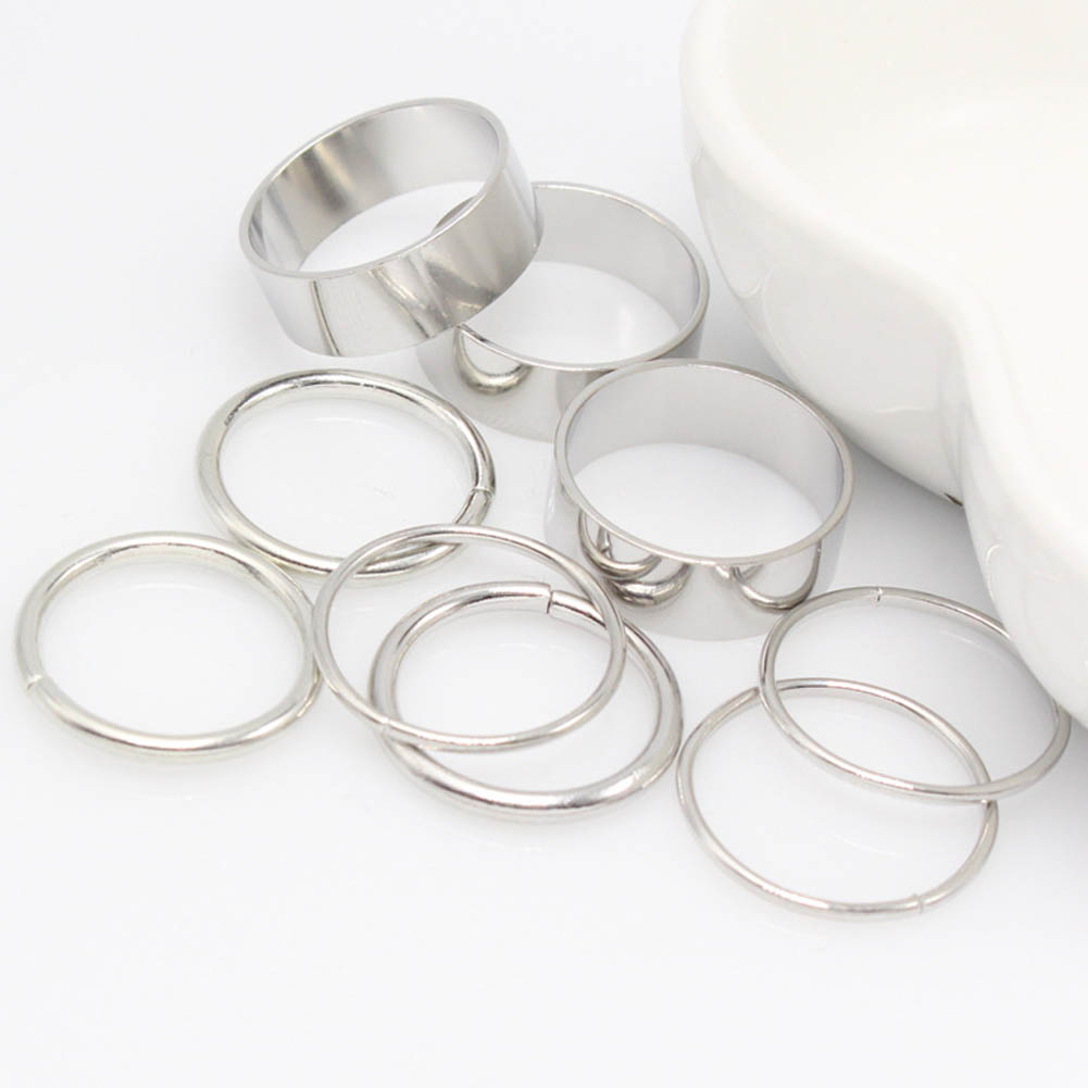 1 Set / 9 pcs Simple CLassic Smooth Wide Thin Ring Set Gold Silver Tone Ring Jewelry