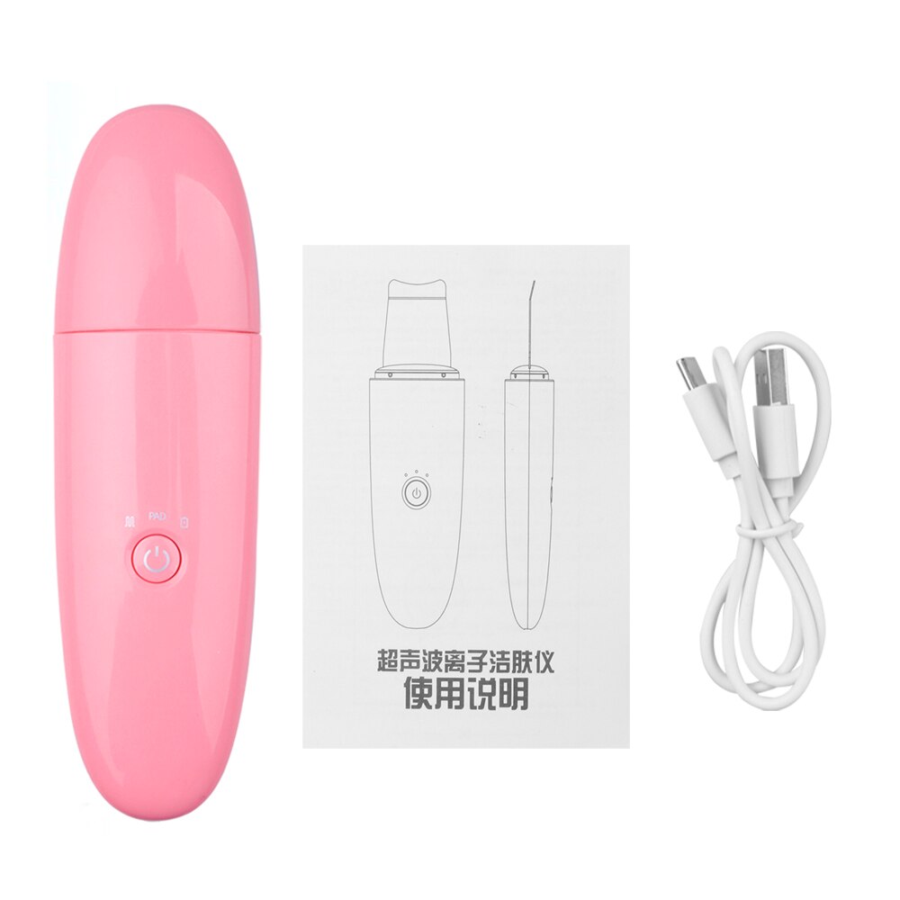 Ultrasonic Atomization Peeling Machine Skin Scrubber Vibration Face Spatula Blackhead Remover Deep Face Cleaning Machine Peel: Pink