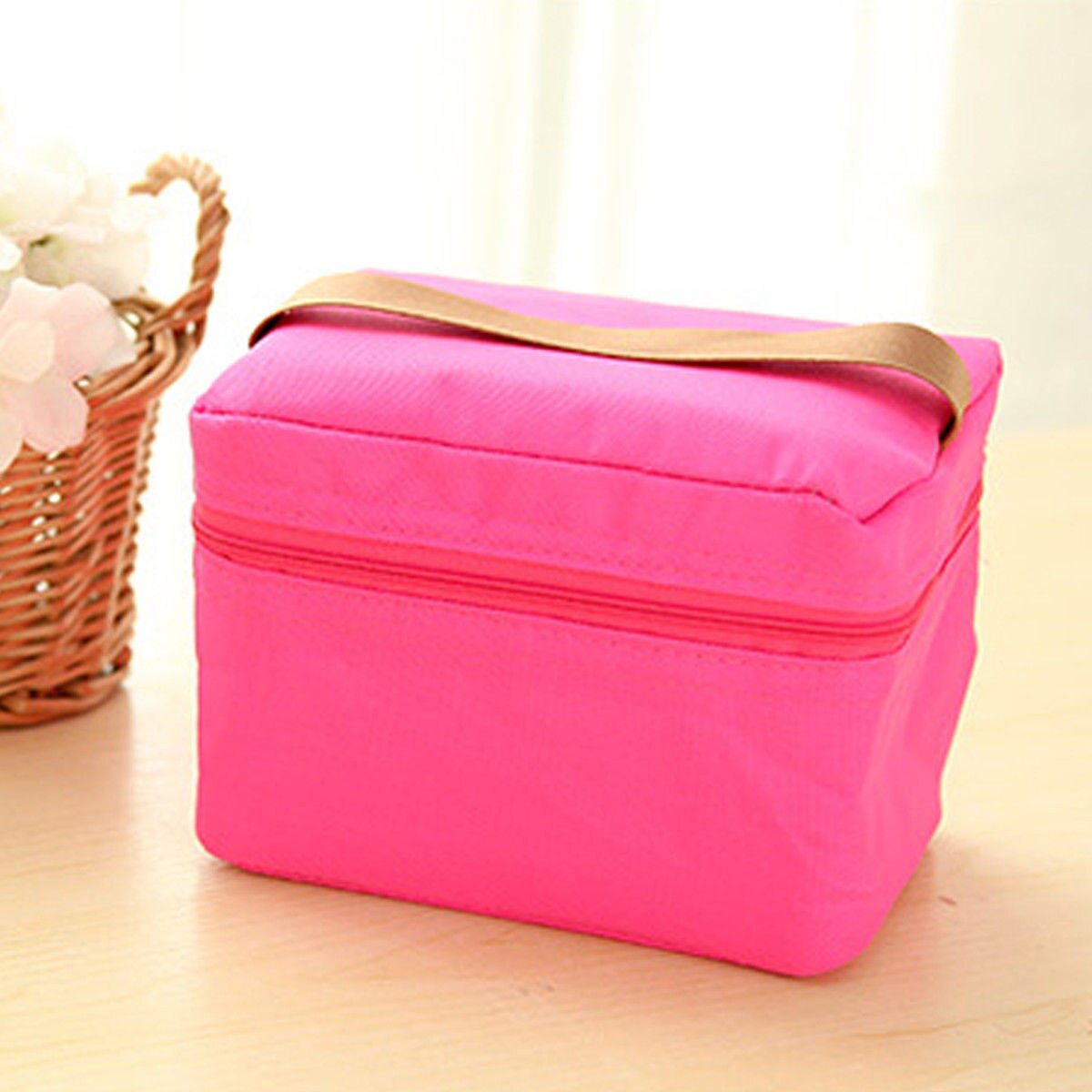 Portable Thermal Travel Picnic Lunch Box Storage Bag Waterproof Picnic Carry Tote Lunchbags Green Blue Gray Rose Red: Rose Red