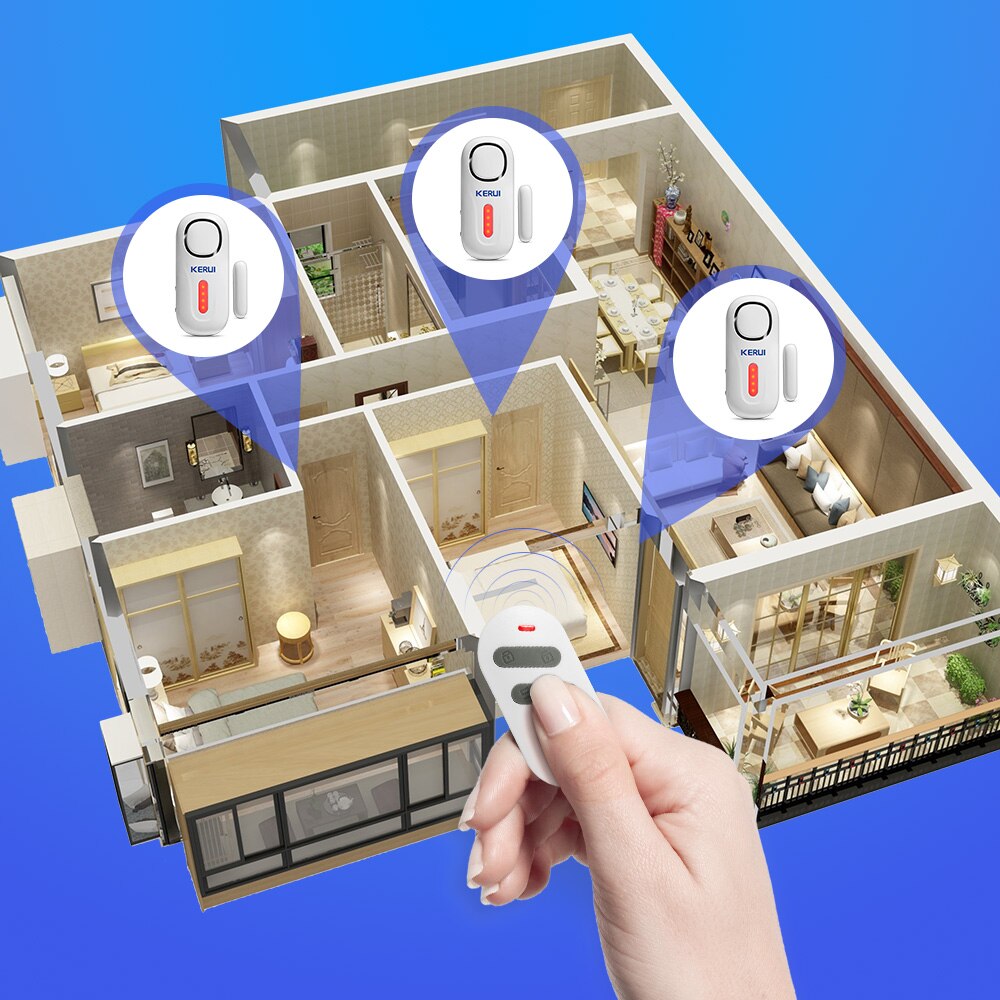 KERUI Home Alarm Syetem Wireless Door Sensor with Remote Controller Battery Power Supply 433MHz Home Burglar Alarm System