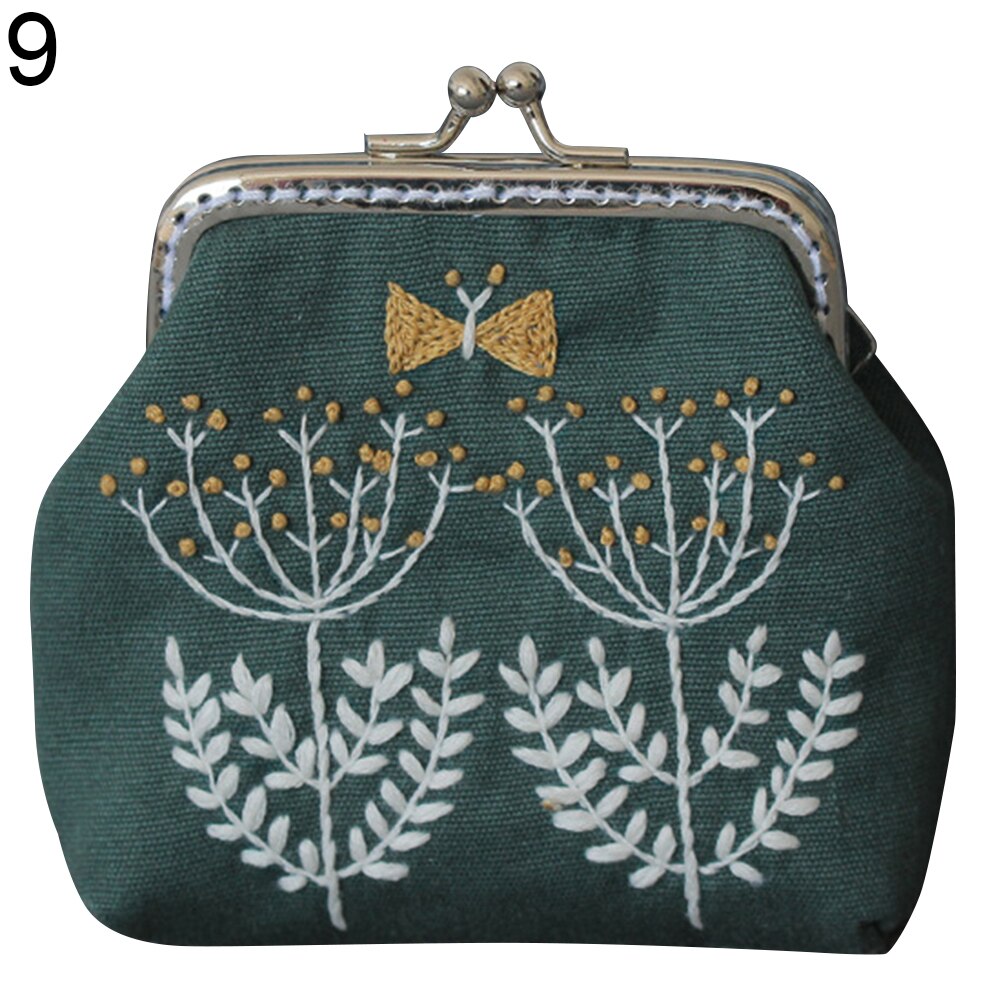 Monedero con bordado de flores para manualidades, monedero de punto de cruz con bordado, materiales de estilo chino, monedero pequeño Vintage para mujer: 9