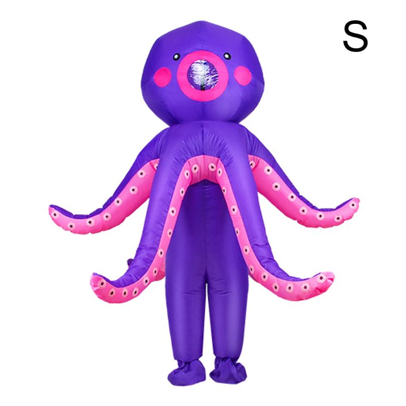 OOTDTY pieuvre gonflable déguisement adultes drôle sauter tenue Halloween Cosplay déguisement vêtements: S