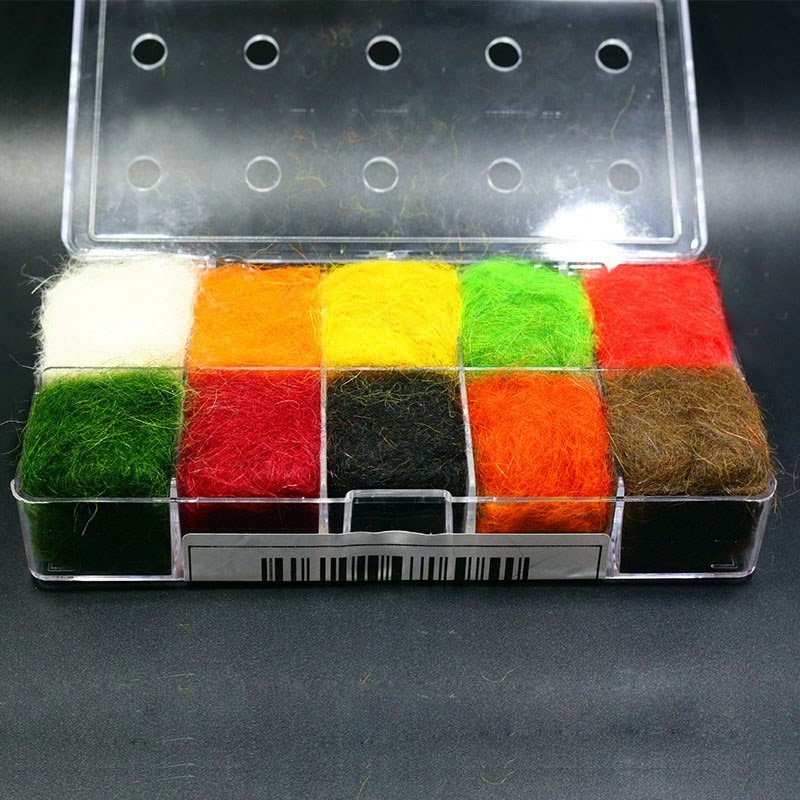 3boxes/pack empty acrylic dubbing storage boxes with 10 compartments&outlet holes luxury dubbing dispenser fly tying tackle box