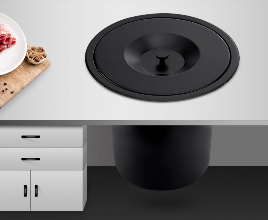 8L Higt Built-in Trash Can Kitchen Waste bin Stainless Steel Dustbin With Lid Garbage Bins