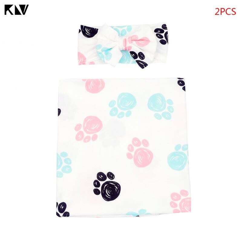 Ensemble de couverture et bandeau pour nouveau-né, lange en coton avec animaux de dessin animé,  r2jf pièces: 2