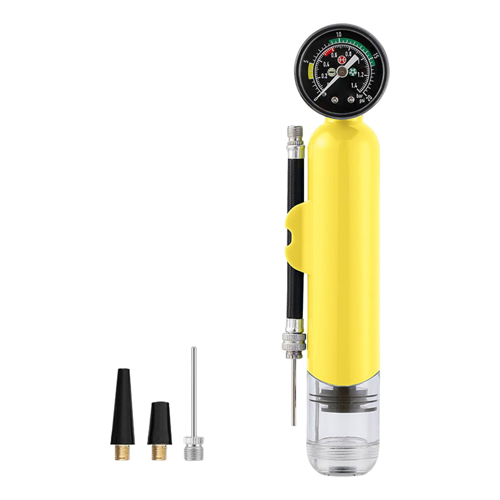 Ball Pump with Pressure Gauge Hand Air Pump, Durable ,Rainproof ,Sports Accessories, Practical Football Pump Basketball Pump: Yellow