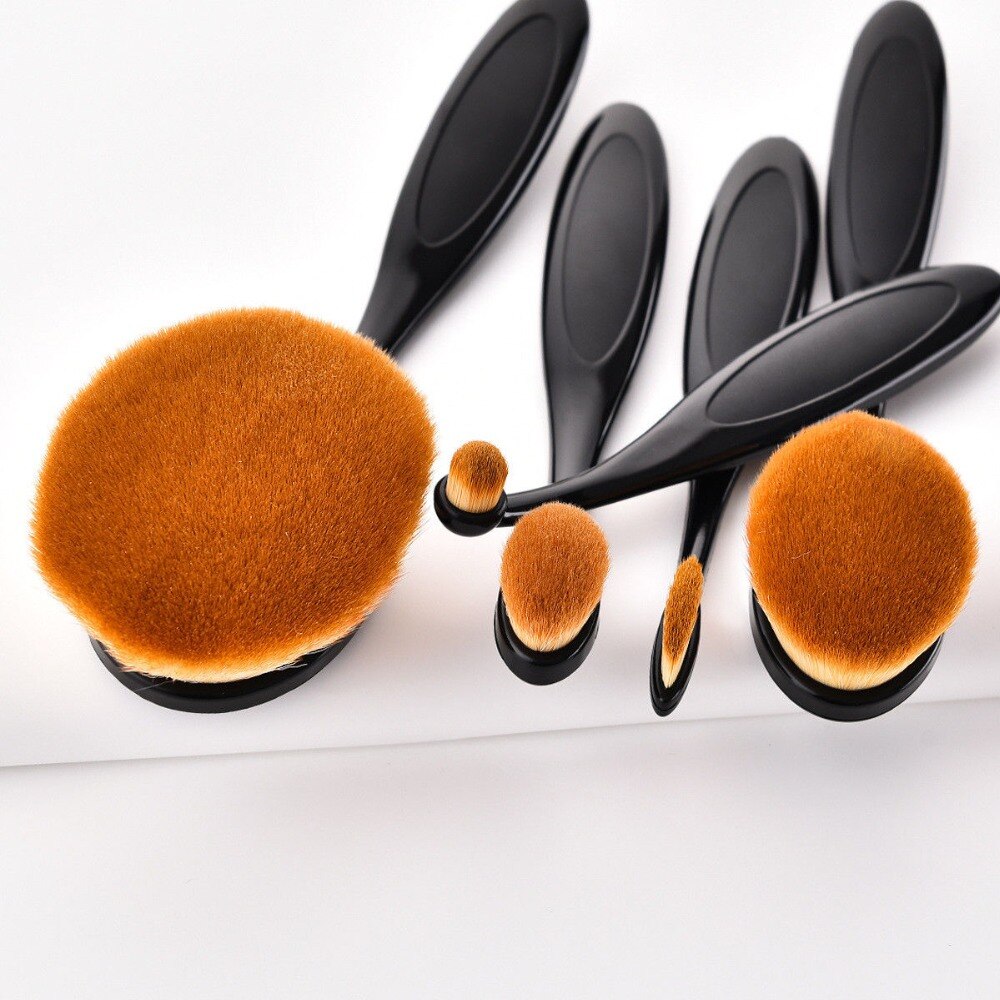 5 uds gran polvo de oro rosa conjunto de cepillo de forma Oval Maquillaje de cristal cepillo brocha para polvos y base Kits de DFDF