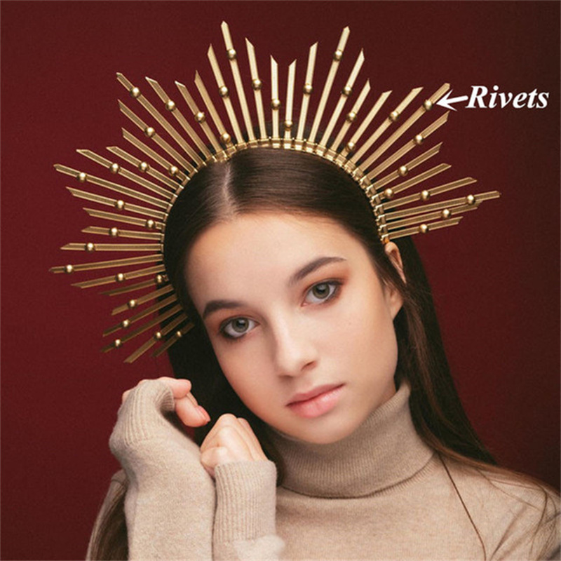 Crown Headband Golden Halo Hair Accessories Halo Goddess Crown Wedding Party Headwear Halloween Costume Star Headpiece: 4