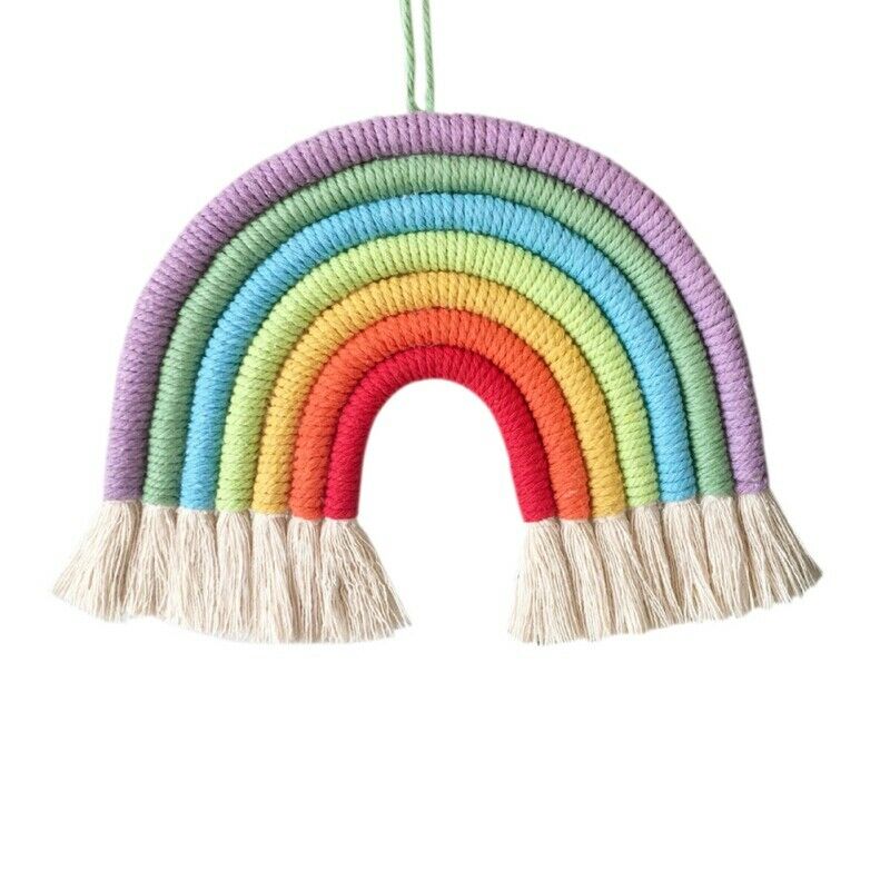 Kleurrijke Regenboog Macrame Tapestry Opknoping Geweven Macrame Tapestry Handgemaakte Woondecoratie Craft Voor Kinderen Room Decor: E