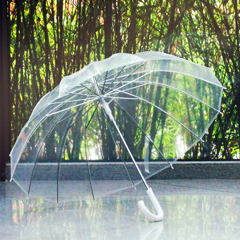 Transparante Lange Handvat Regenachtige Paraplu Ultra Licht Vrouwen Kids Helder Regen Beschermen Tegen Wind Reizen Semi-Automatische Paraplu