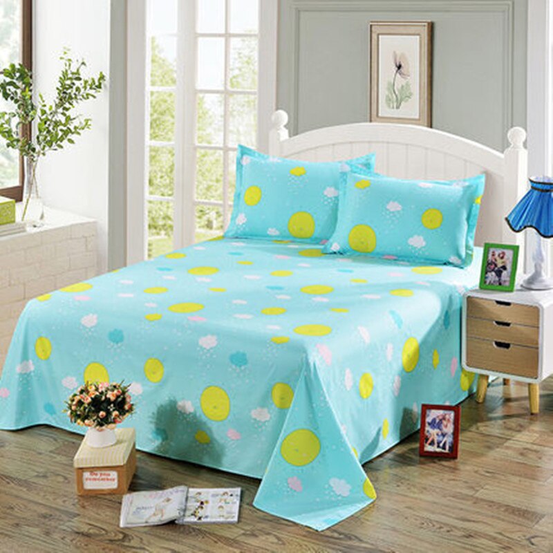 Drap de lit plat de couleur jaune | Étoiles de lune, drap plat de dessin animé, 1 pièce, drap de lit de ponçage en Polyester (sans taie d'oreiller),