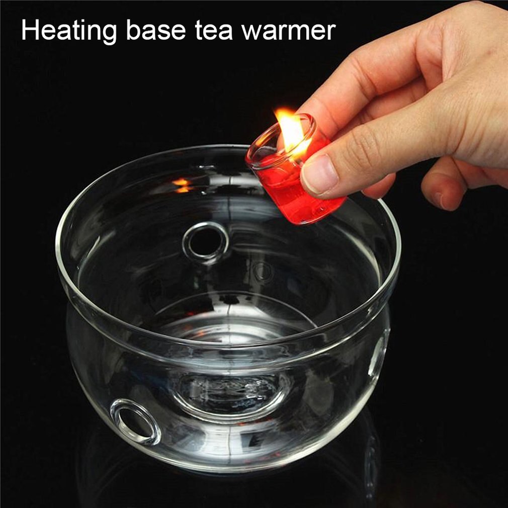 Calentador de tetera resistente al calor Base de vidrio de borosilicato transparente forma redonda aislamiento Tealight taza de té portátil Holder