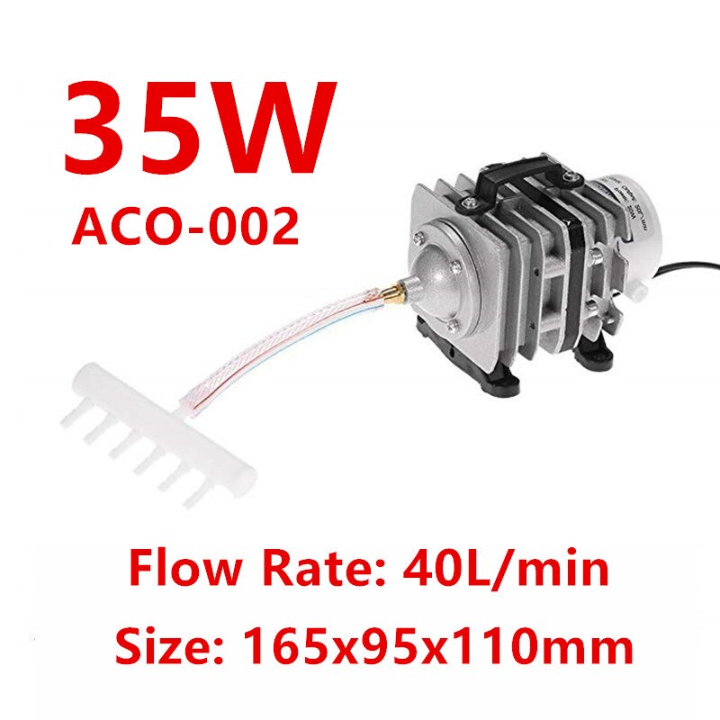 20/35/45W Electromagnetic Aquarium Air Compressor Super Fish Tank Pond Air Compressor Oxygen Pump With 6 Way Splitter Air Valve: 35W ACO002