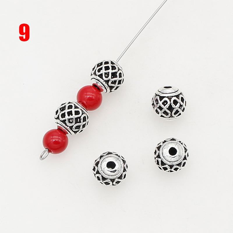 Perles en métal évidées en argent tibétain, fleur faite à la main, perles d'espacement papillon, fabrication de bijoux européens bricolage, 8mm, 24 modèles, 10 pièces par lot: Rose