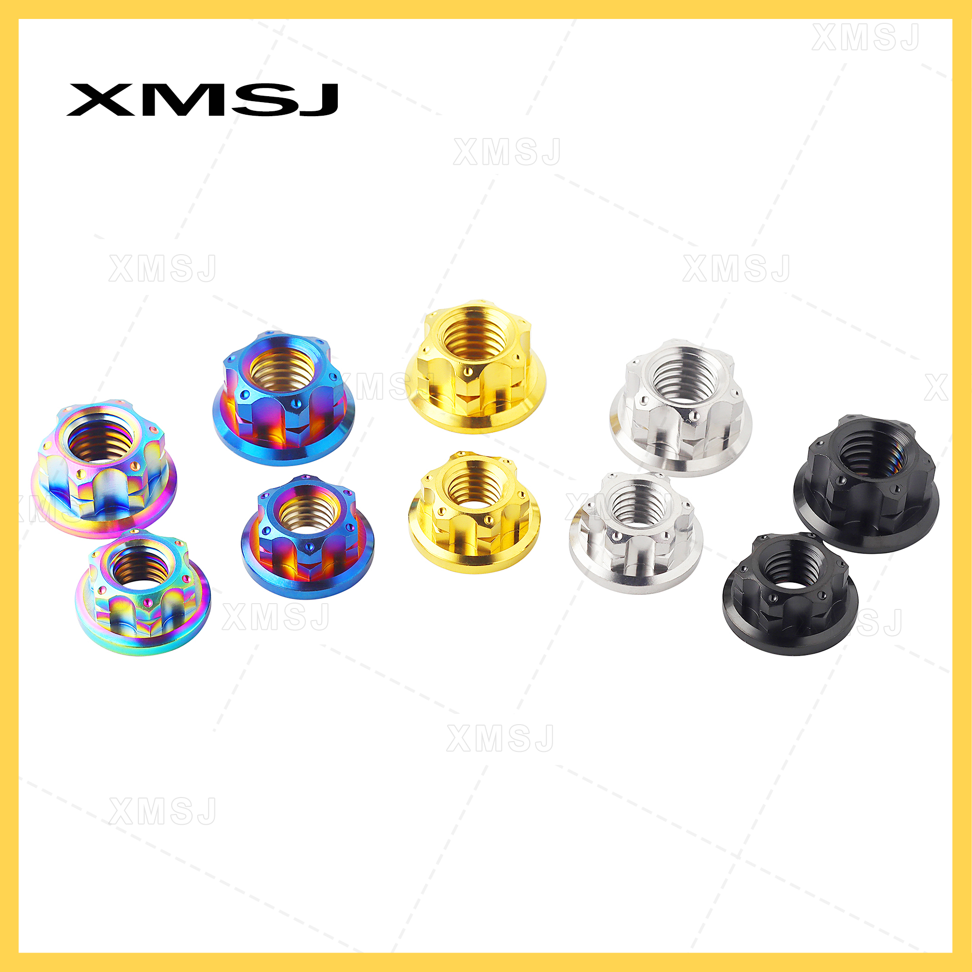 XMSJ M6 M8 M10 M12 Hex Hexagon Flange Titanium Nuts Rear Axle Lock Nut for Bike Motorcycle Fastener Titanium Hex Flange Nuts