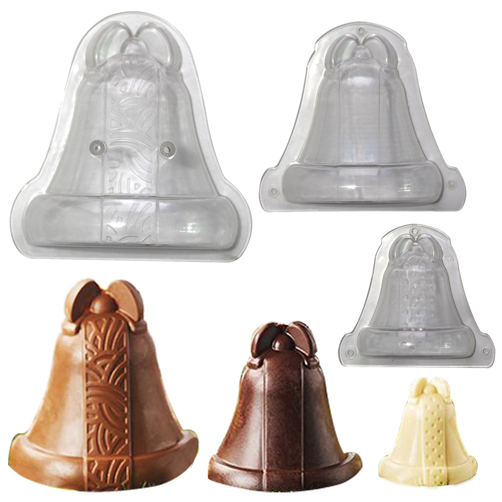 3 stijl 3D Christmas bell vorm Polycarbonaat chocolade Mallen DIY Snoep kerst taart decoraties mould