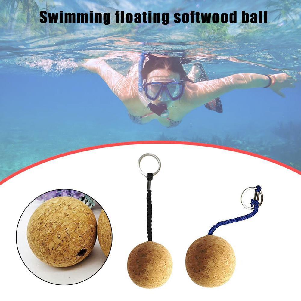Svømning flydende kork bold rund kork bold nøglering kork bold holder rejse nøglering til vand kork sport strand  q8 g 4