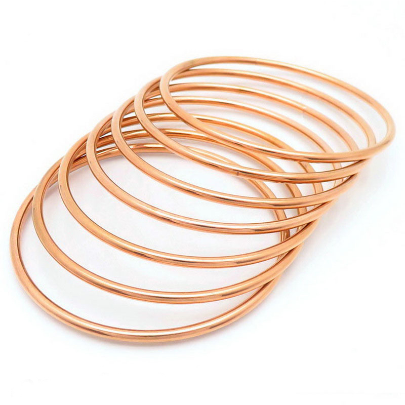 Simple Stainless Steel Bracelet For Women Men Gold Silver Color Geometry Wire Round Bangle Female Trendy Jewelry Wristband: Blue Zinc Plated