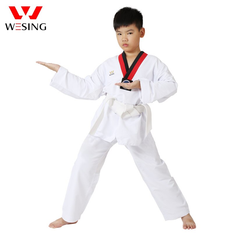 Uniforme de Taekwondo Wesing para hombres y mujeres, traje de Taekwondo transpirable de gran tamaño, traje de Taekwondo Gi para niños y niñas, competición de entrenamiento