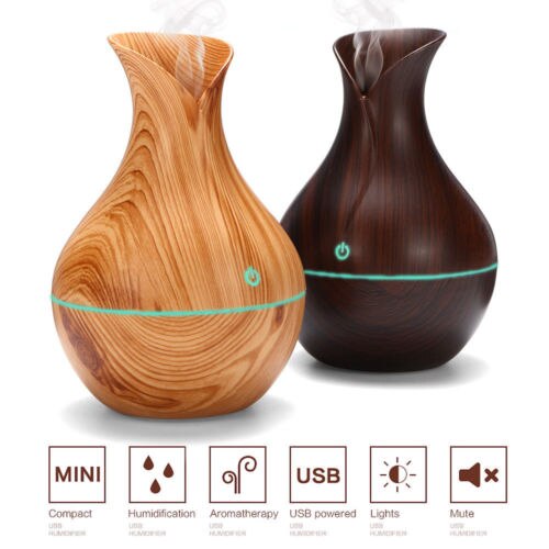 300ML Air Humidifier Essential Oil Diffuser wood grain Aromatherapy diffusers Aroma purifier MistMaker led light for Home