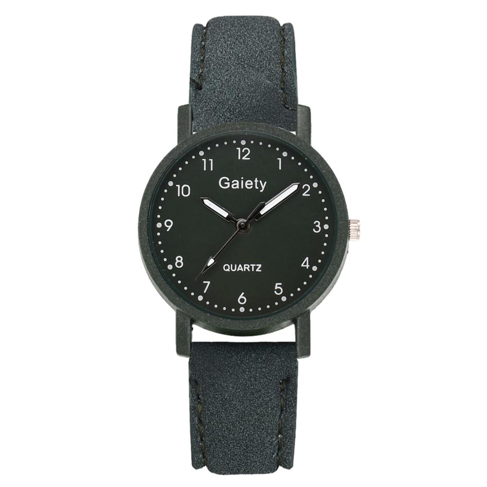Mærke ur til kvinder enkle arabiske tal armbånd læder dame kjole kvarts ur ur til kvinder relogio feminino: 1pc mørkegrøn