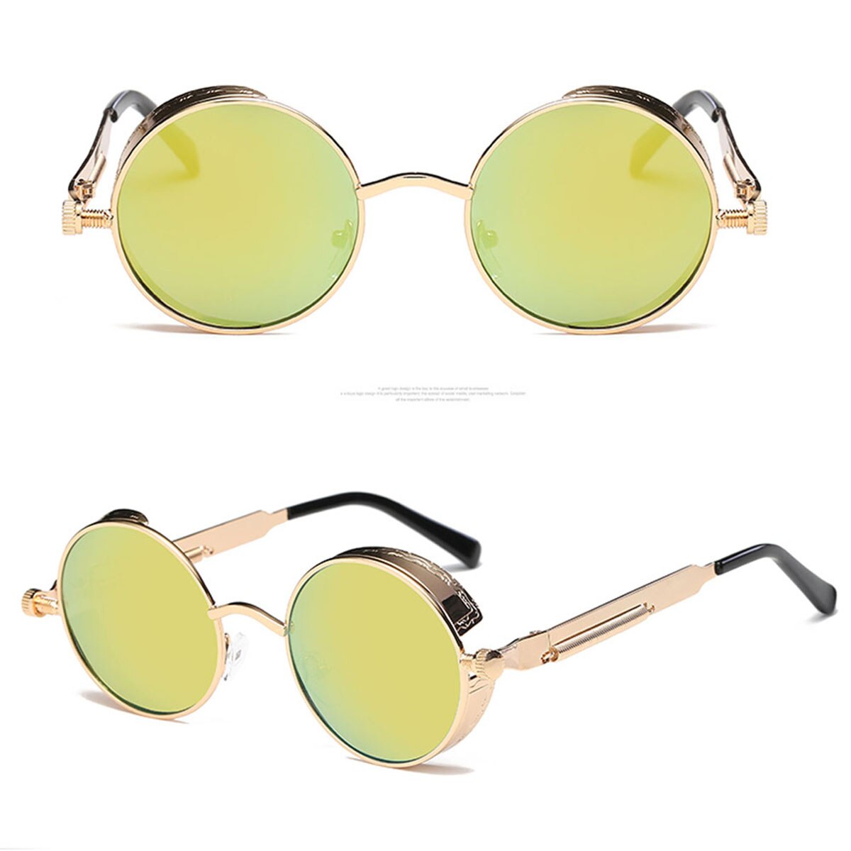 Retro steampunk stil vandrebriller rundt linse metalramme vintage briller mærke mandlige briller kørsel
