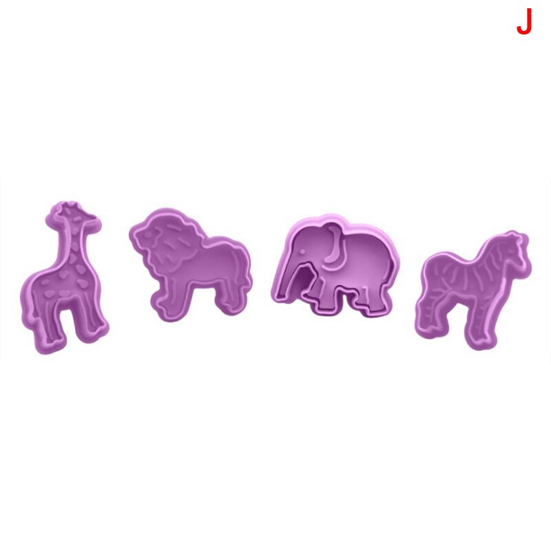 4 st/set livsmedelsklassad plast julform kakskärare köksbakverktyg kolvstämpel fondant tårtdekoreringsverktyg: J