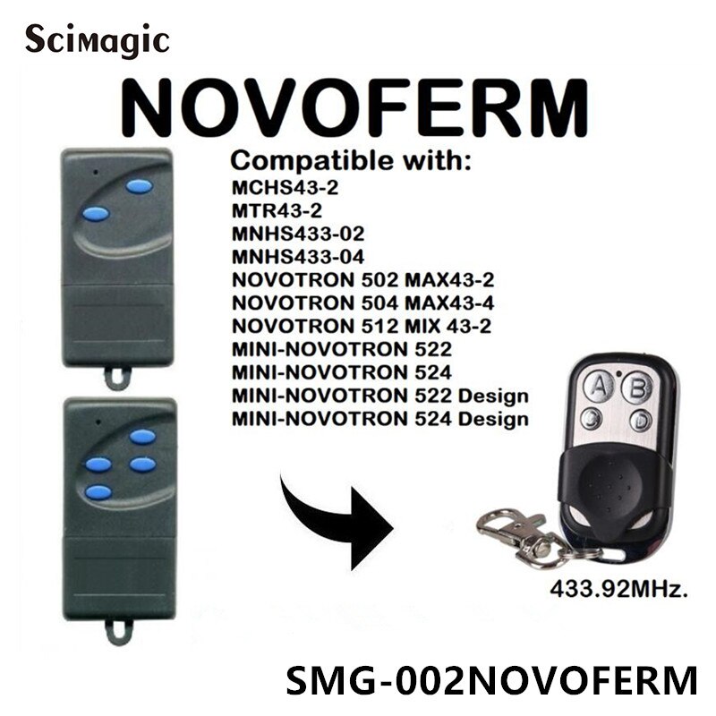 Til novoferm novotron 502 max 43-2 mini-novotron 522 mini-novotron 524 garageport fjernbetjening 433 mhz rullende kode miniåbner