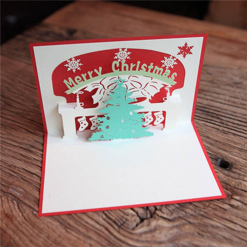 Carte de vœux de bonne année 3d pop-up arbre de noël fait main