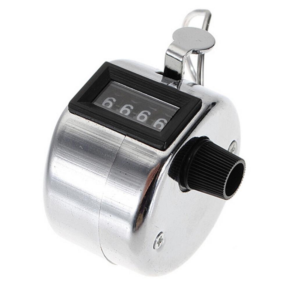 Stainless Metal Mini Sport Lap Golf Handheld Manual 4 Digit Number Hand Tally Counter Clicker Silver