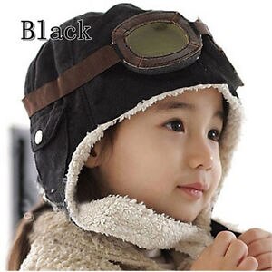 bambini piccoli Cappelli di Inverno Del bambino Pilota cappelli Ragazzi Volo cappucci Inverno Capretti del Cappello del bambino Earflap Caldo berretto cap per uno-tre anni Di Natale regalo: nero