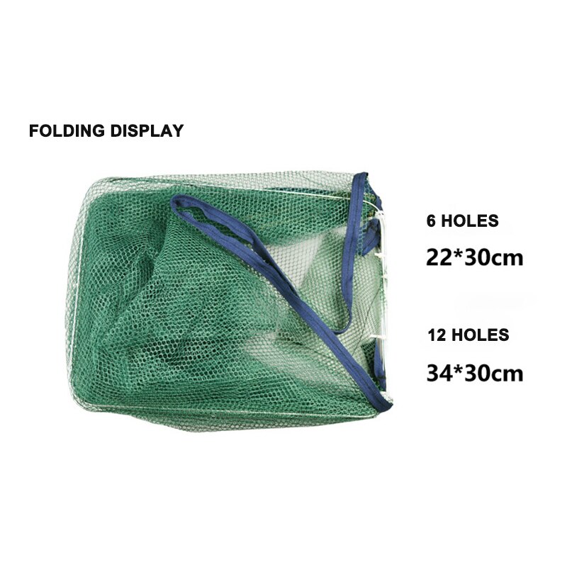 6/12 Holes Fishing Nets Foldable Porable Hexagon Fishing Net Automatic Trap Shrimp Crab Fish Baits Cast Mesh Fishing Accessories