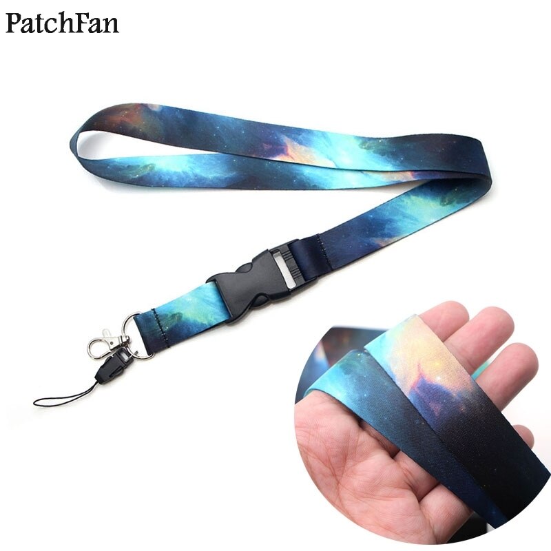 Patchfan Nutural Nebula sterrenhemel sleutelhanger lanyard singels lint neck strap stof para id badge telefoon houders ketting A1161: 3