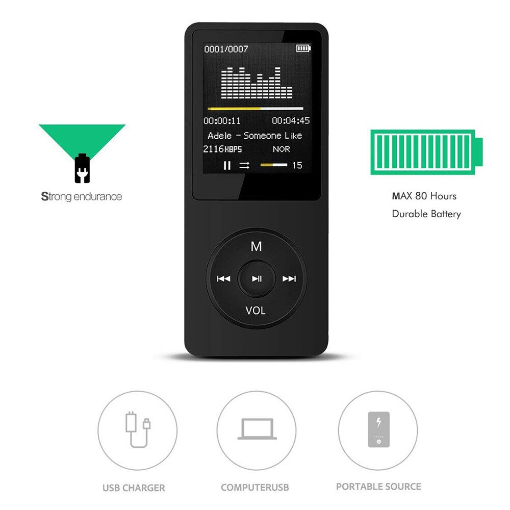 Portable MP4 Player LCD Screen FM Radio Video Games Movie Music ultra-thin TF card not included