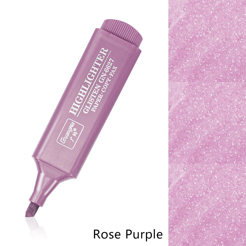 Resaltador metálico, marcadores fluorescentes con purpurina, bolígrafo brillante para tomar notas, 8 colores para diario, suministros para álbum de recortes, arte de dibujo