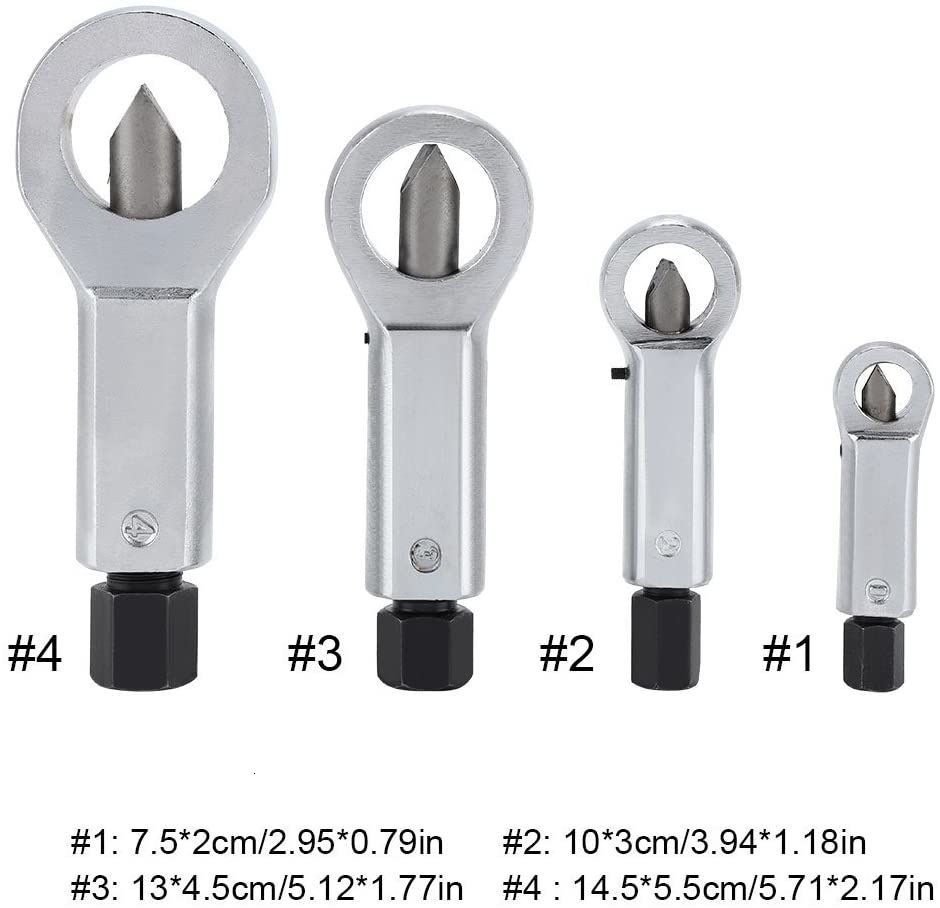 4 PCS Pumauto Steel Heavy Duty Nut Splitter Set Bolt Buster Breaker Tool Broken Damaged Screw Nut Removal Splitting Kits