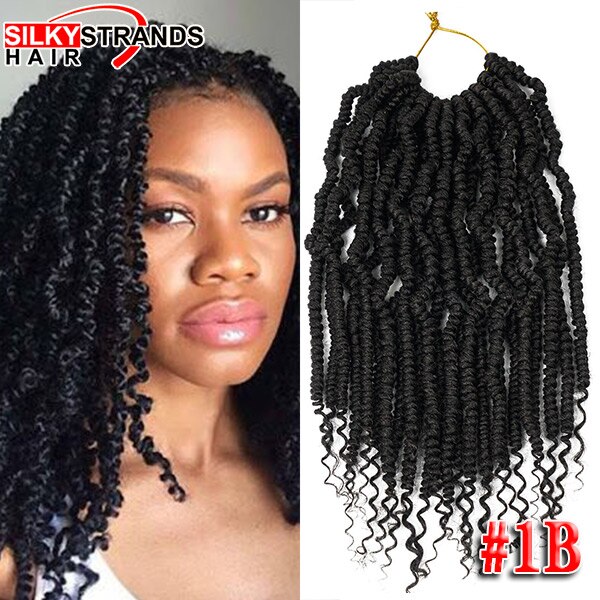 12 inch Passion Spring Twists Hair Synthetic Crotchet Hair Extensions Pre Looped Ombre Crochet Braids Nubian Twist: #1B