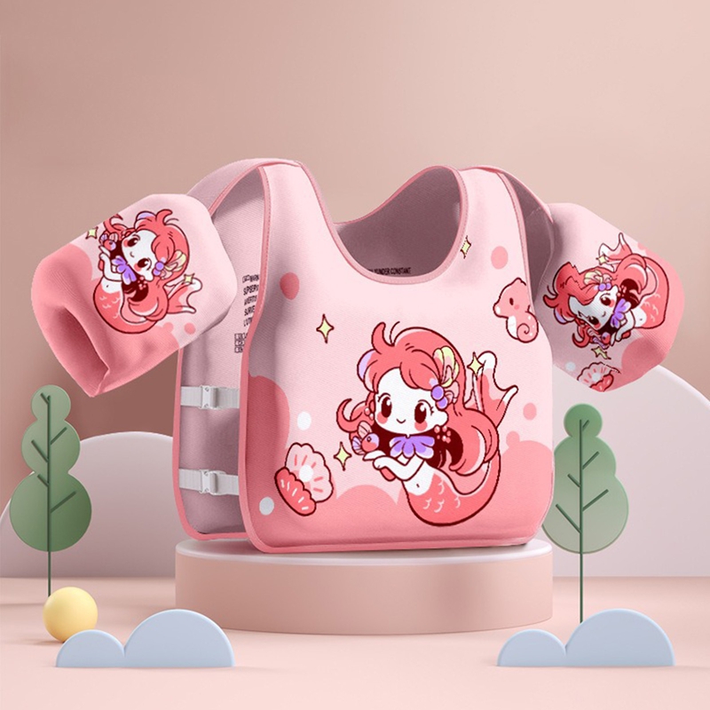 Baby Girls Boys Swimwear Non-inflatable Baby Float Arm Sleeve Floating Buoyancy Vest Kid Swimming Equipment Armbands: Pink