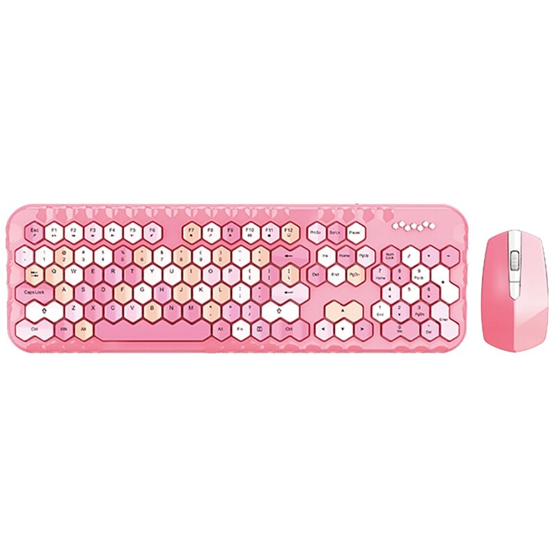 Wireless Keyboard and Mouse 2.4GHz Color Lipstick Keyboard 104 Keys for Windows XP / Win7 / Win8 / Win10: Pink